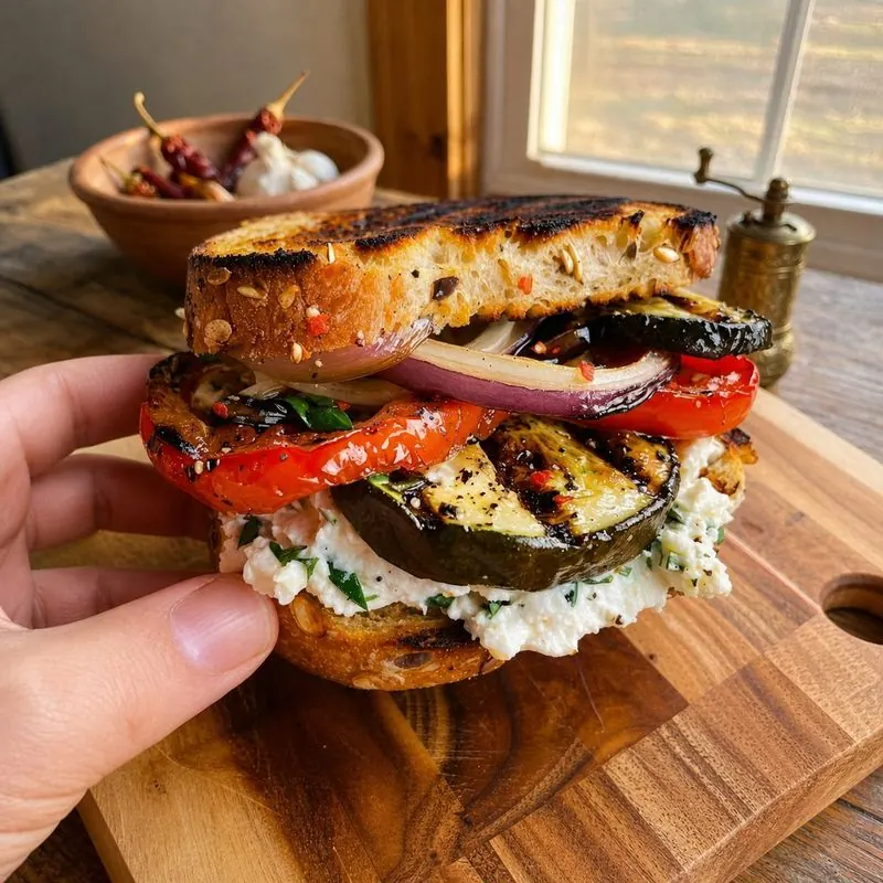 Whipped Feta & Eggplant Sandwich