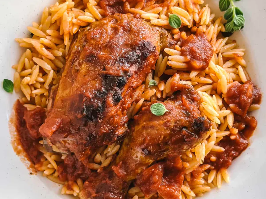 Greek Chicken Youvetsi with Orzo (Kotopoulo Giouvetsi)